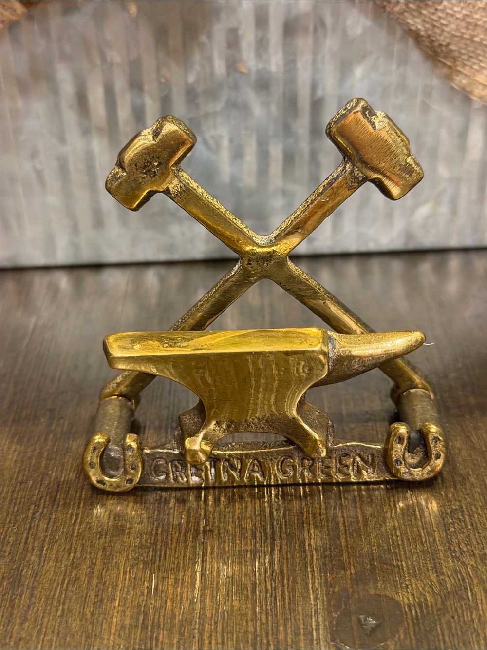 Vintage Gretna Green Solid Brass Letter & Card Holder
